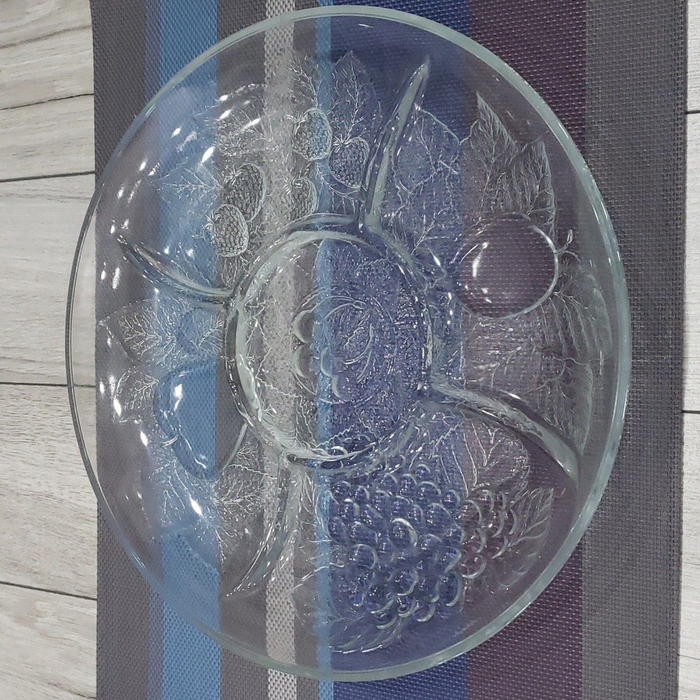 3/$15 Vintage Glass Fruit patterned serving platter